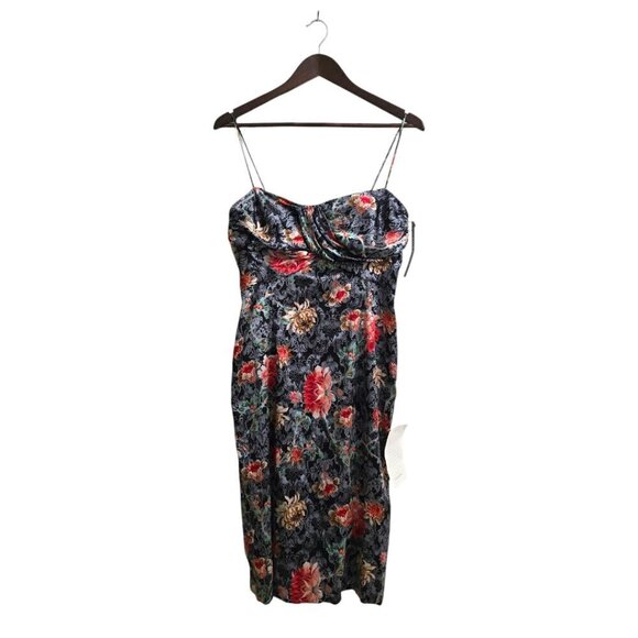 David Meister NWT Silk Floral Paisley Spaghetti Strap Slip Dress Sz 8 - Picture 2 of 13